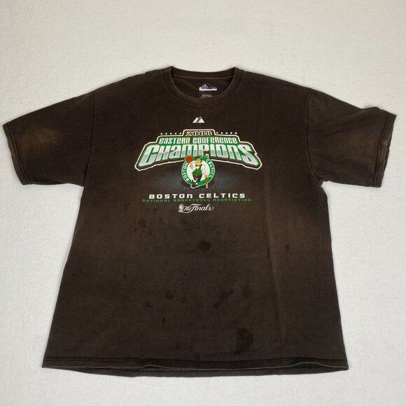 2008 Boston Celtics NBA Finals Eastern Conference Champions Distressed Faded Tee - Picture 1 of 8
